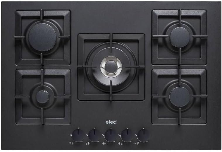 Piano Cottura 5 Fuochi Elleci Nero | Modello PGSP75140CS