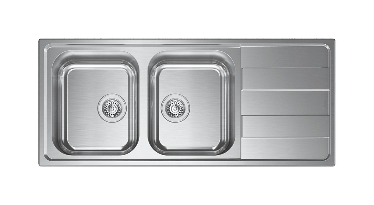 Lavello CM Levante inox 116cm 2 vasche con gocciolatoio a dx