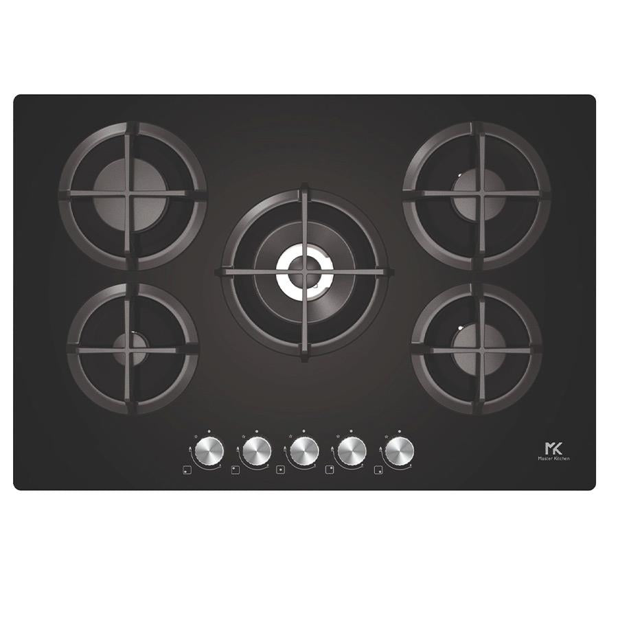 Piano Cottura 5 Fuochi Master Kitchen Vetro Nero 75 CM Mkhg Tc Bk | Modello 754101-PR TC BK