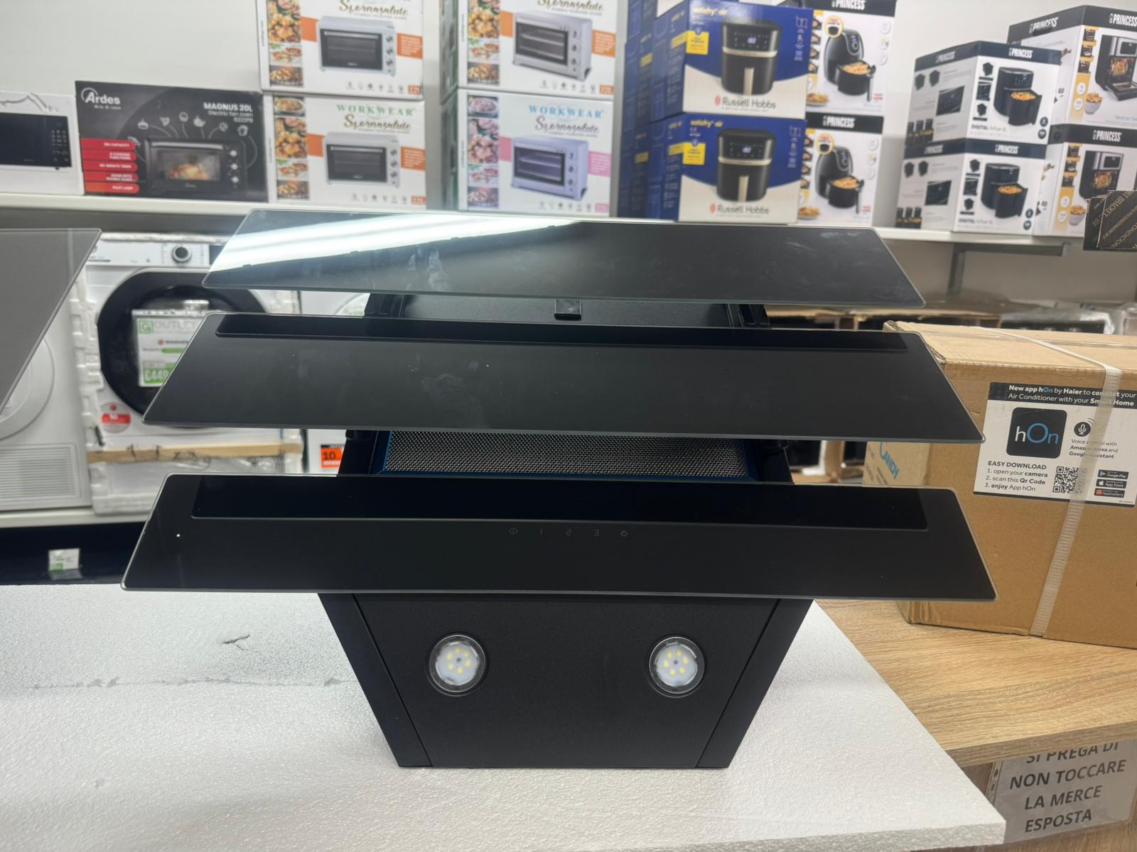 Cappa A Libera Installazione In Vetro Nero 60cm Vov. Un Anno Di Garanzia