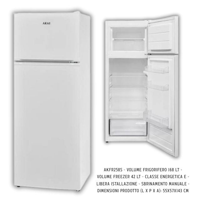 Frigorifero AKAI bianco 55x144cm | Modello AKFR258S