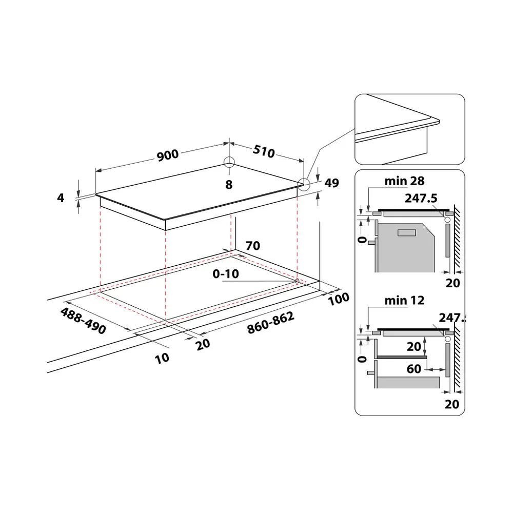 Piano Cottura A Induzione Hotpoint Ariston 90 CM Ht 1090 Ba