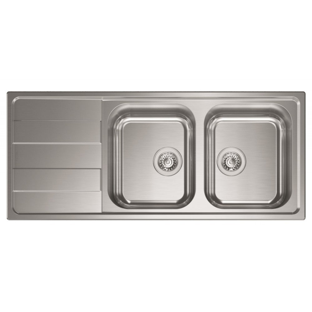 Lavello CM Inox 2 Vasche Con Gocciolatoio A Sx Vasche 20CM Di Profondita' | Modello 015727.D1.01.2018