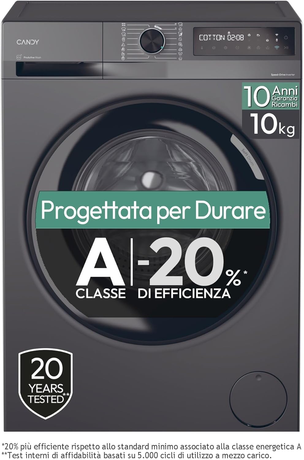 Lavatrice 10 KG Candy Nera Br | Modello 410B8G-S