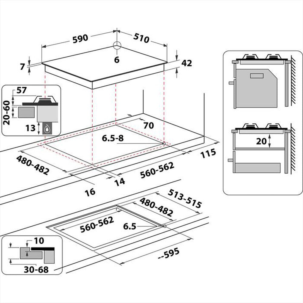 Piano Cottura 4 Fuochi Indesit Vetro Bianco Ing 1 H | Modello 61T/WH