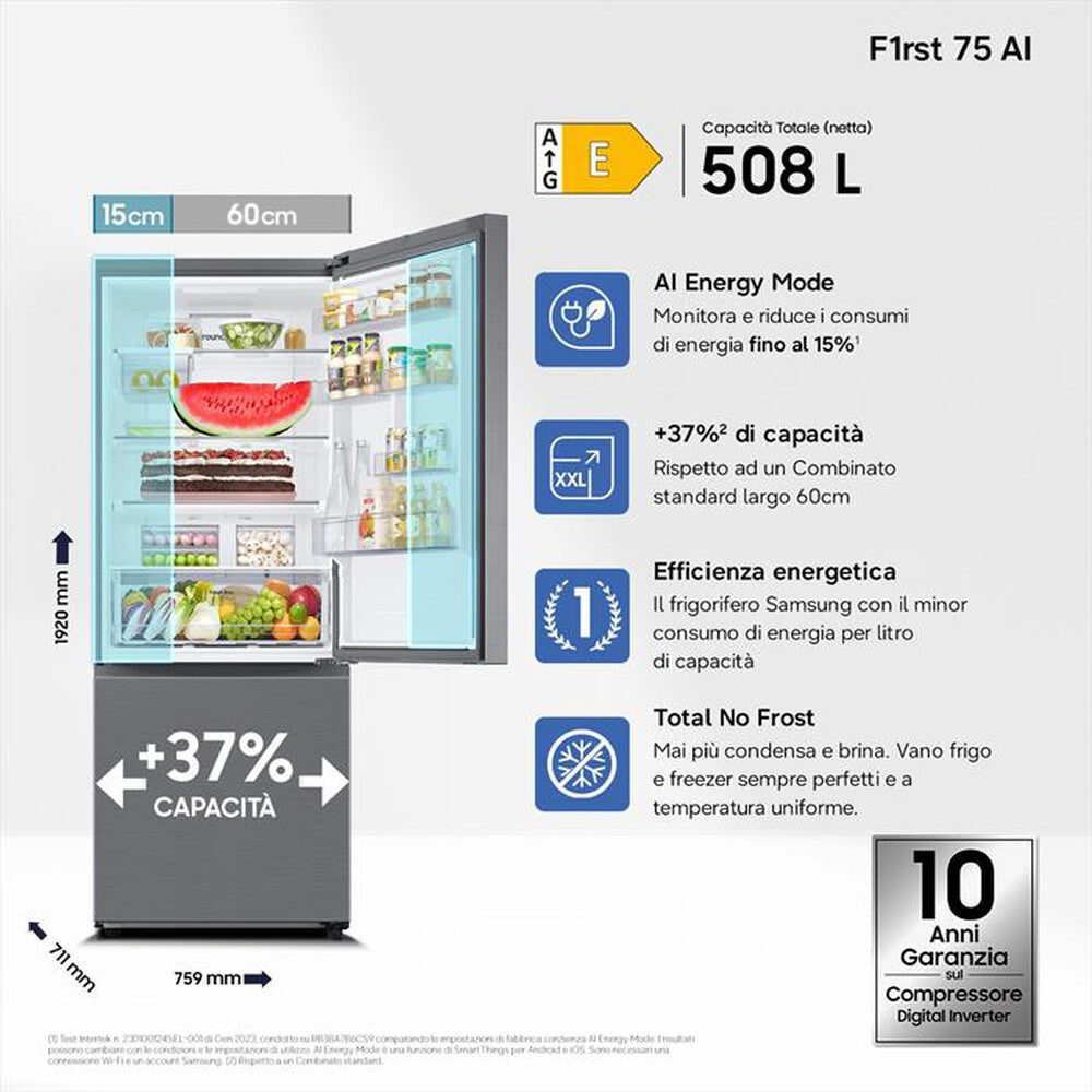 Frigorifero SAMSUNG inox 75x192cm  RB50DG602ES9EF.