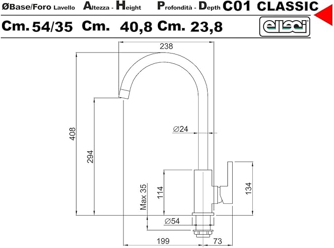 Miscelatore Elleci Avena Curvo | Modello MGKC0151