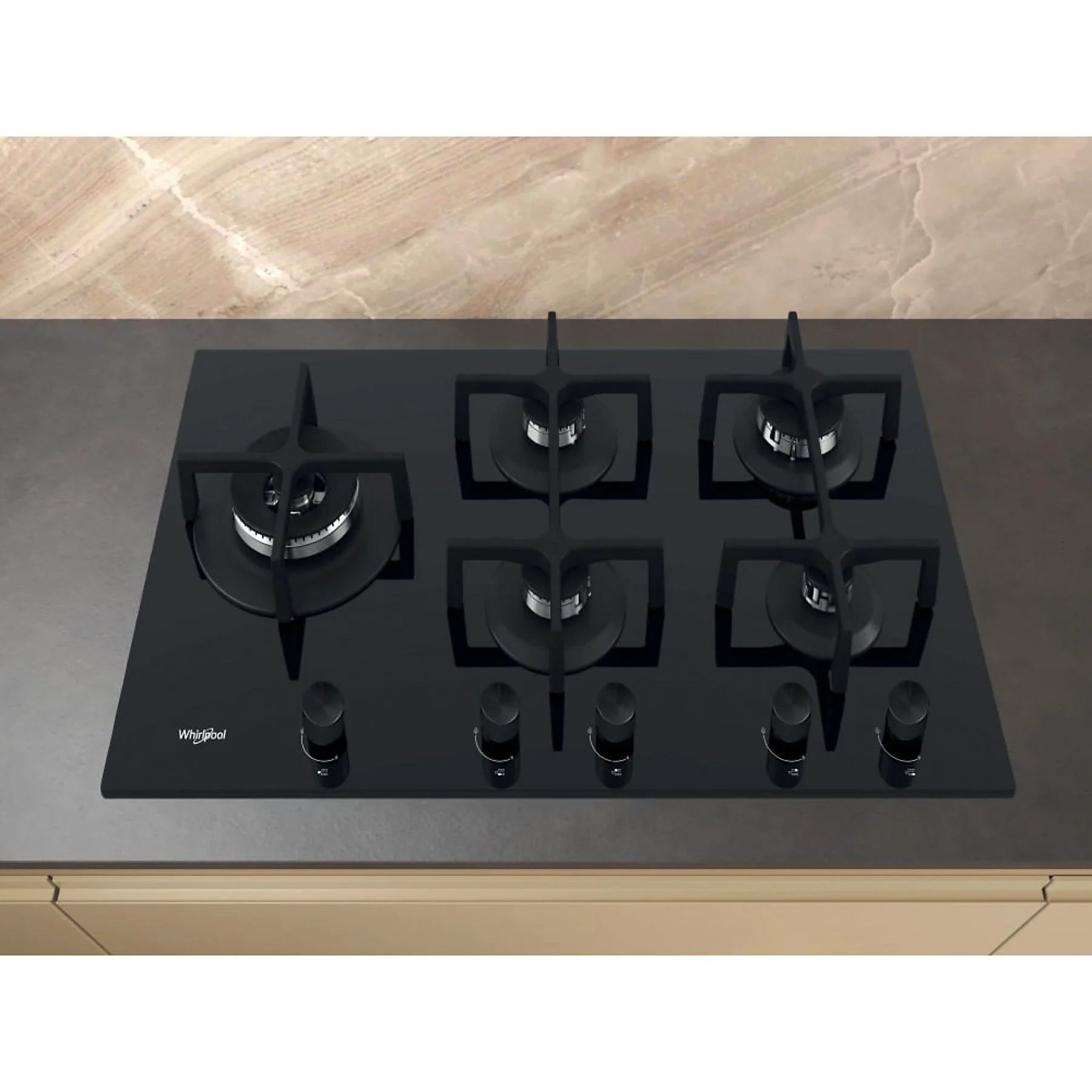 Piano Cottura 5 Fuochi 90CM Whirlpool Vetro Nero Goa | Modello 9523/NB1