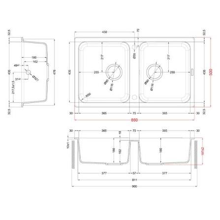 Lavello 2 Vasche 86 CM Life Avena | Modello LG245051