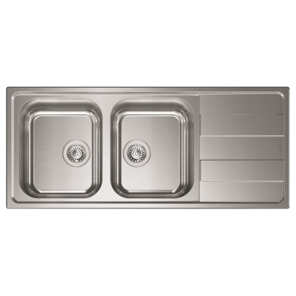 Lavello CM Levante inox 116cm 2 vasche con gocciolatoio a dx