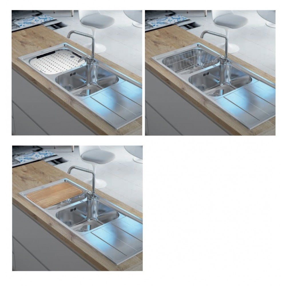 Lavello CM Levante inox 116cm 2 vasche con gocciolatoio a dx