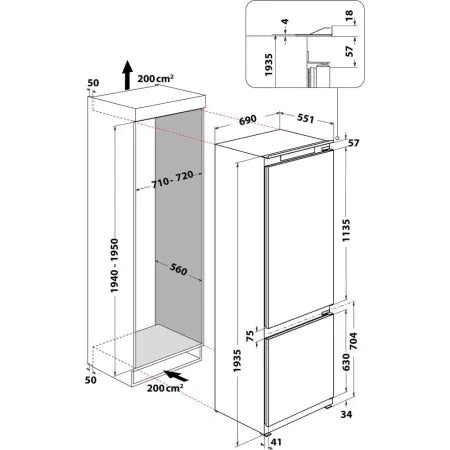 Frigorifero incasso WHIRLPOOL 70Ccm | Modello WH SP70 T132. Prodotto nuovo con difetto estetico